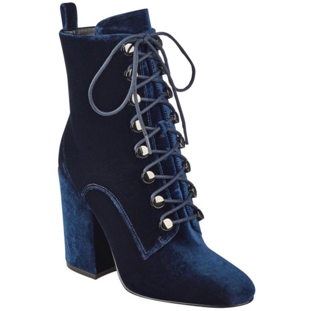 Kendall and Kylie blue velvet booties